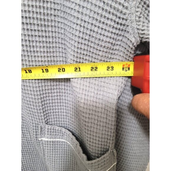 Lotus Linen Plus Size Gray Waffle Knit Bathrobe With Shawl Collar & Pockets Size - Picture 10 of 12